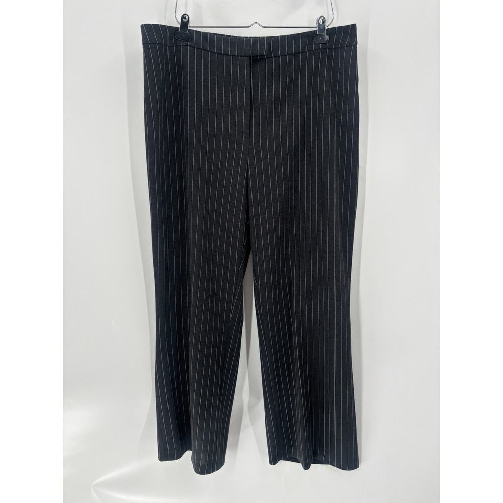 Vintage JL Studio Pants Womens 2X Gray White Pinstriped Knit Stretchy High Rise